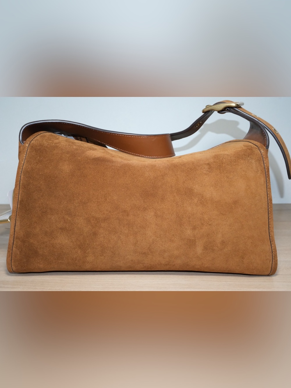 Coach Chestnut Brown Suede Turnlock Haversack Bag - Picture 7 of 16